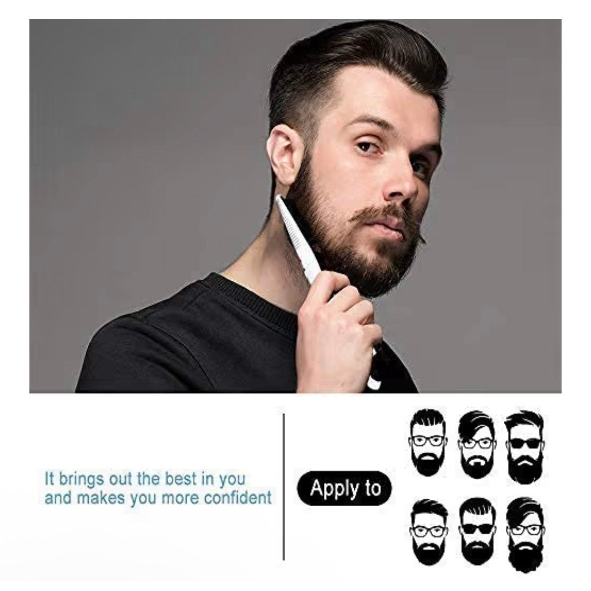 Mens 2‑in‑1 Beard Straightener & Hair Comb Ceramic Fast Heating All Hair Types