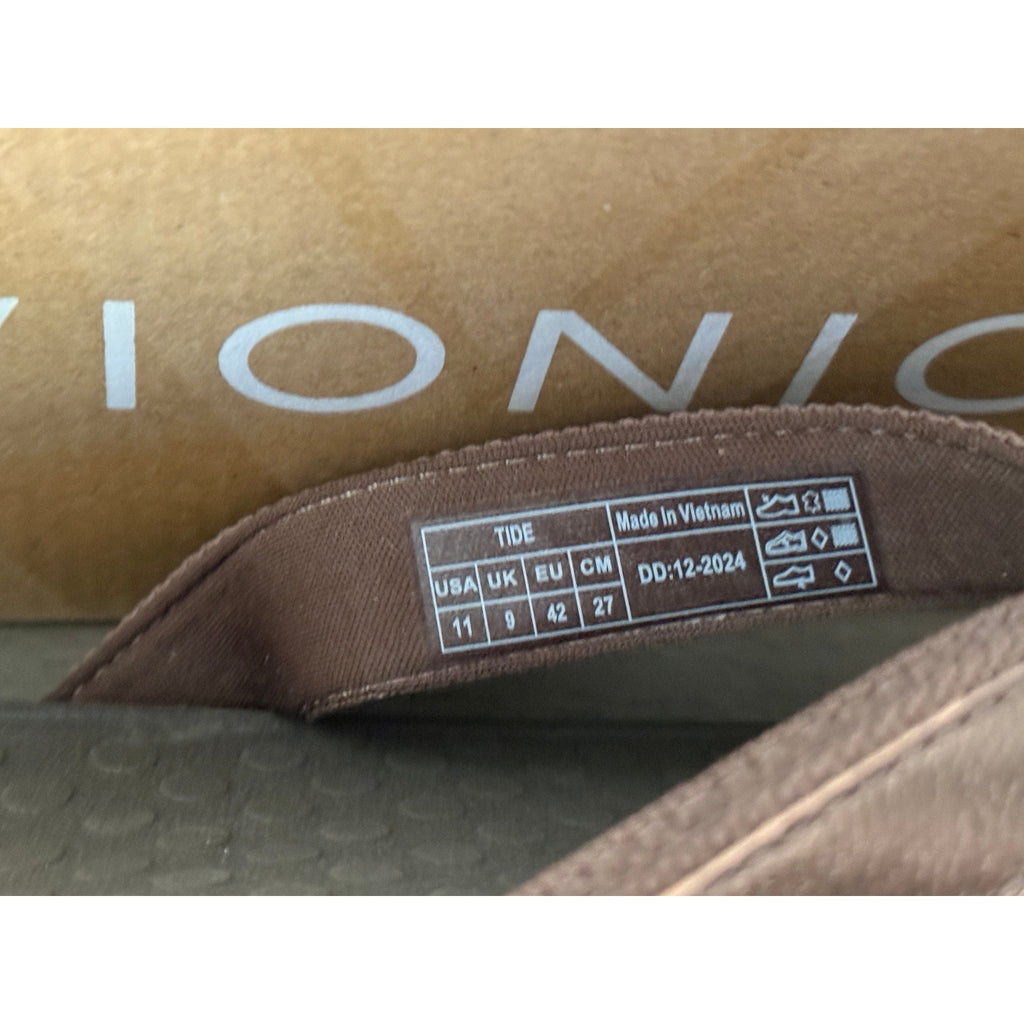 Vionic Tide Womens Flat Thong Sandals Bronze Metallic Leather Size 11 M NIB