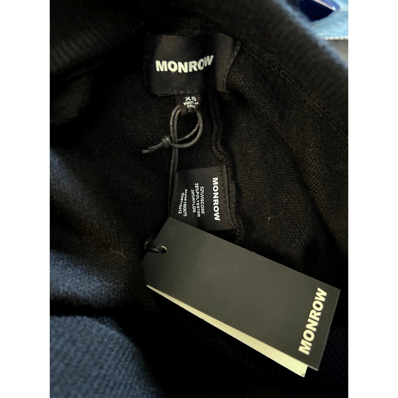 New Monrow Sweater Knit Bootcut Black Pant Feature Ankle Accent Slits Sz XS NWT