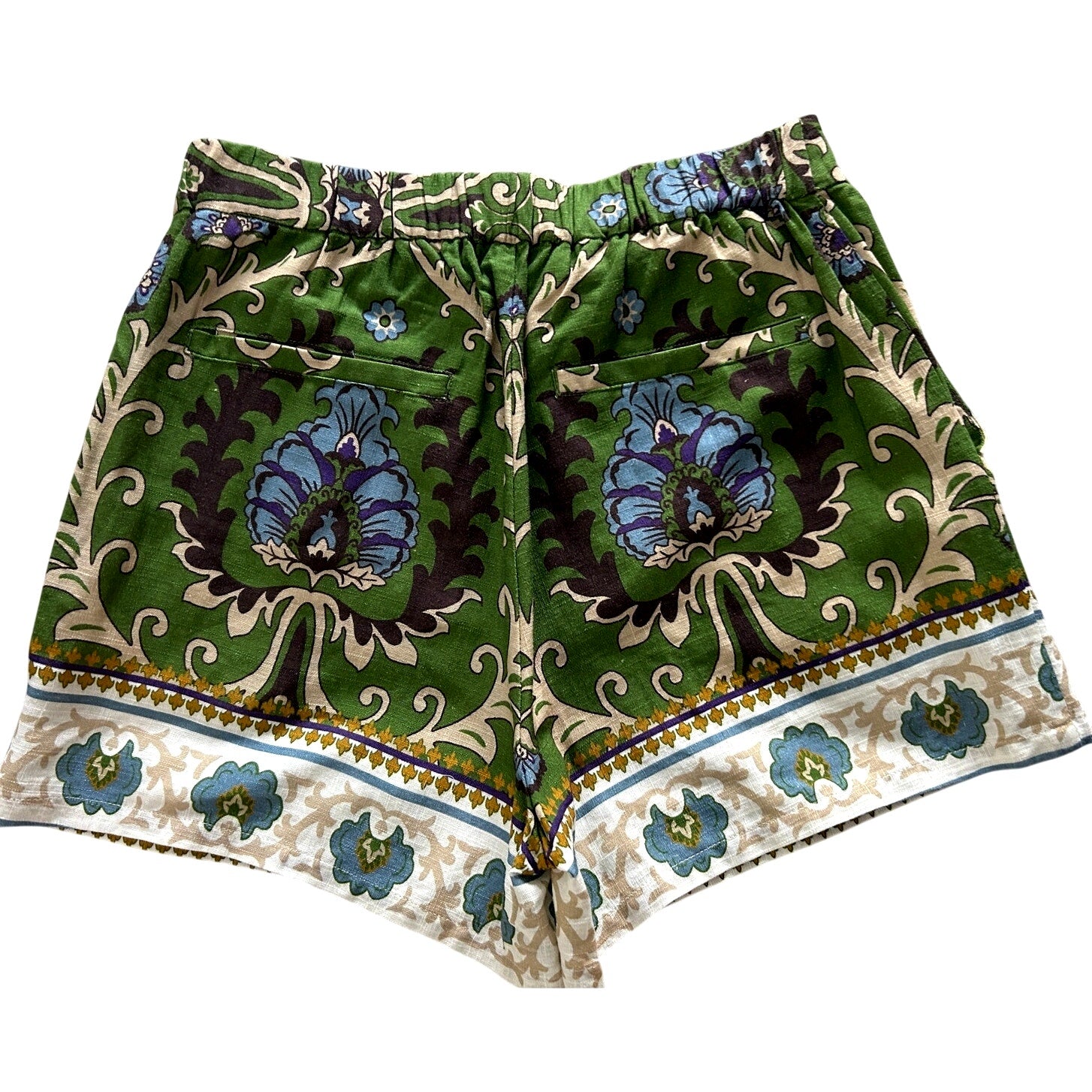 Sanctuary Spring Breaker High Rise Green Stylish Pattern Linen Shorts *Sz XS / S