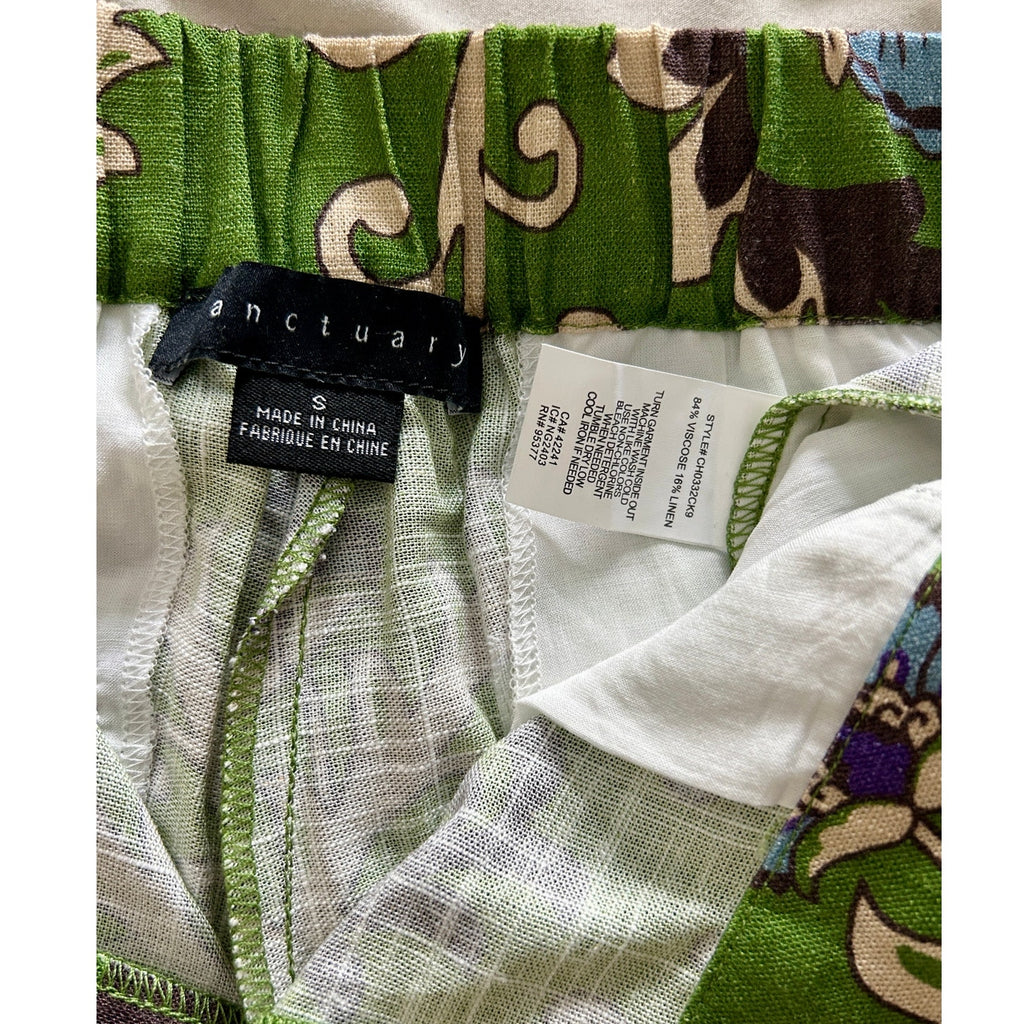 Sanctuary Spring Breaker High Rise Green Stylish Pattern Linen Shorts *Sz XS / S