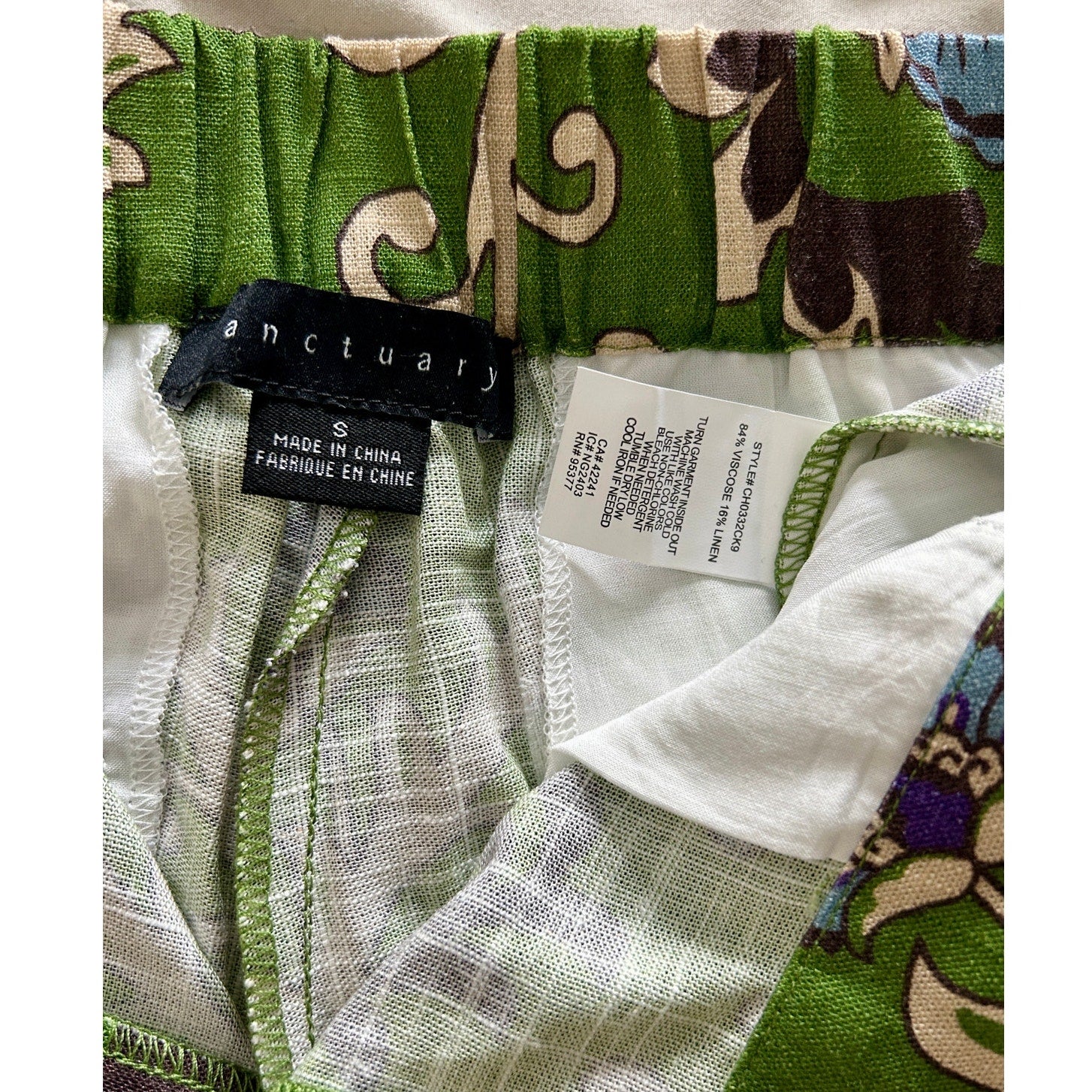 Sanctuary Spring Breaker High Rise Green Stylish Pattern Linen Shorts *Sz XS / S