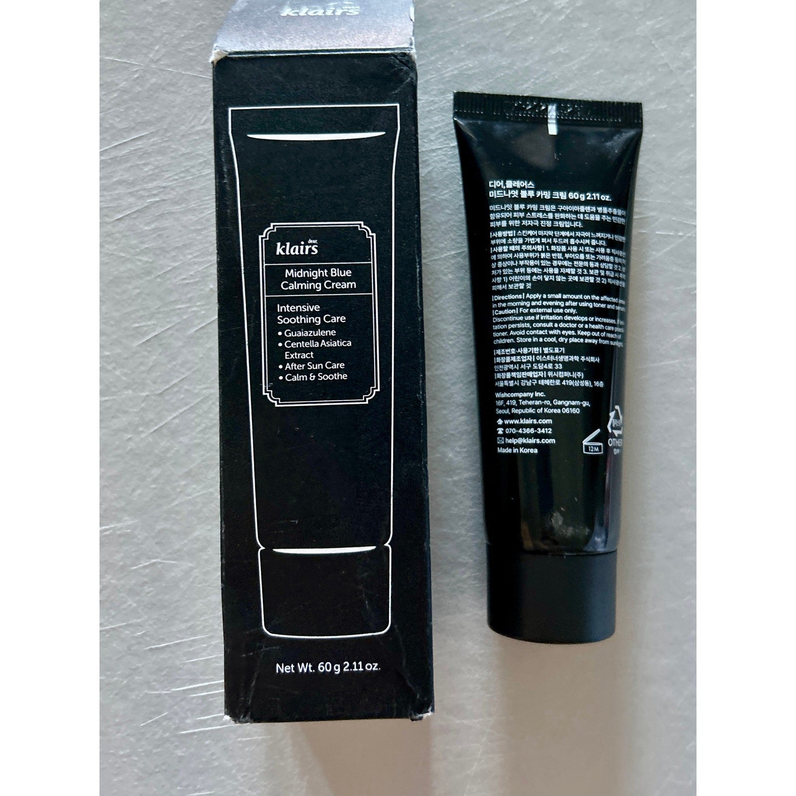 Klairs Midnight Blue Calming Cream 2.11 oz Azulene & Centella Soothing Moisture