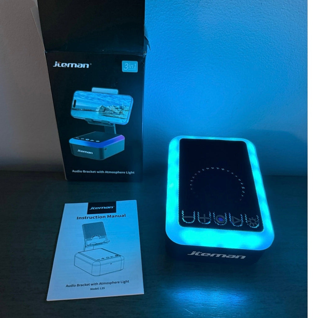 Jieman L35 3‑in‑1 Bluetooth Speaker Phone Stand w/ Sound‑Reactive LED Lights NIB