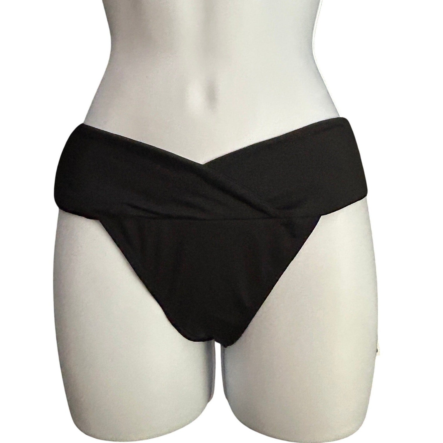 Michael Kors Euro Gathered Bikini Bottom Solid Black – Ruched Waist, Size M
