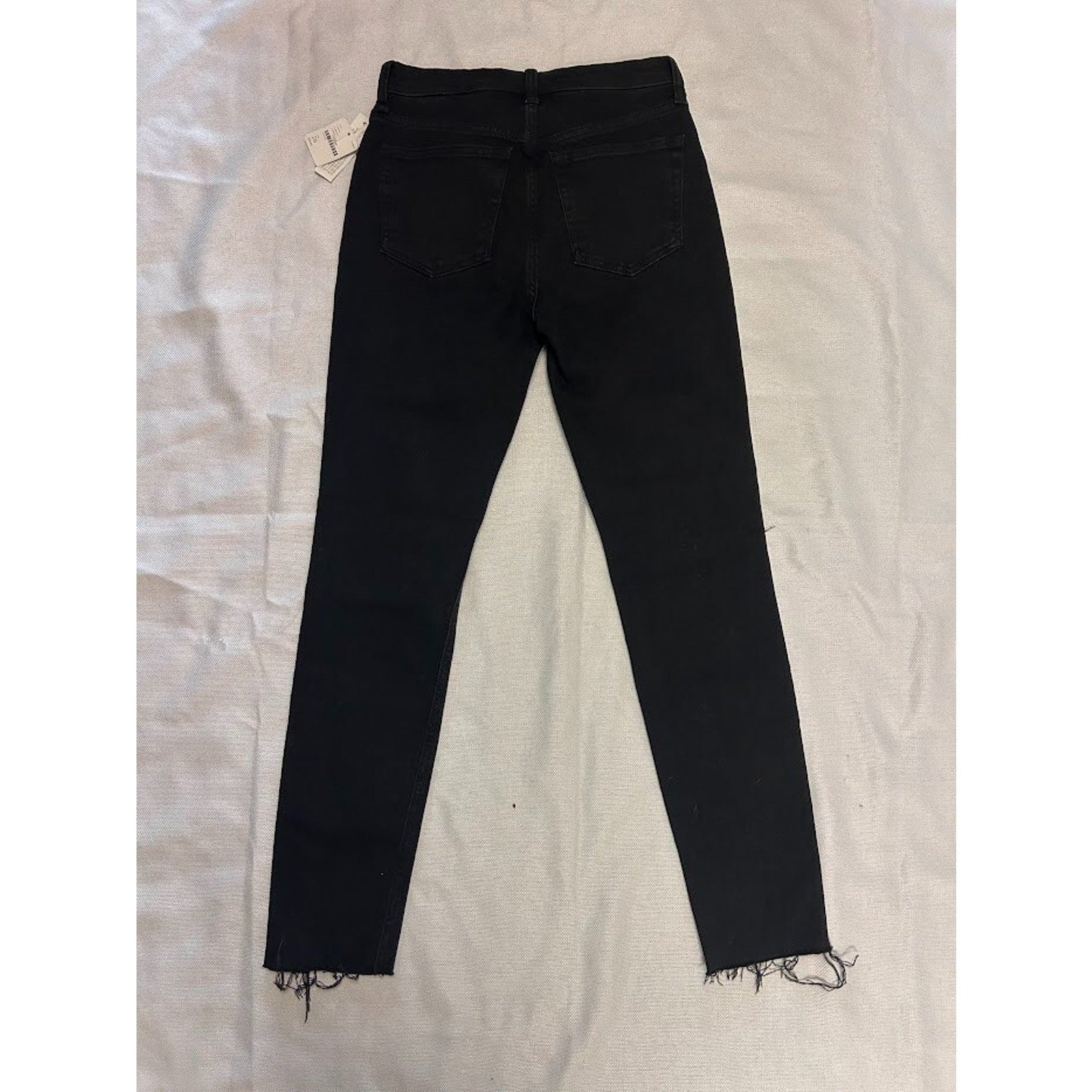 We the Free Black Stella Skinny Jeans Sz 26 High Rise, Button Fly, Raw Hem, NWT