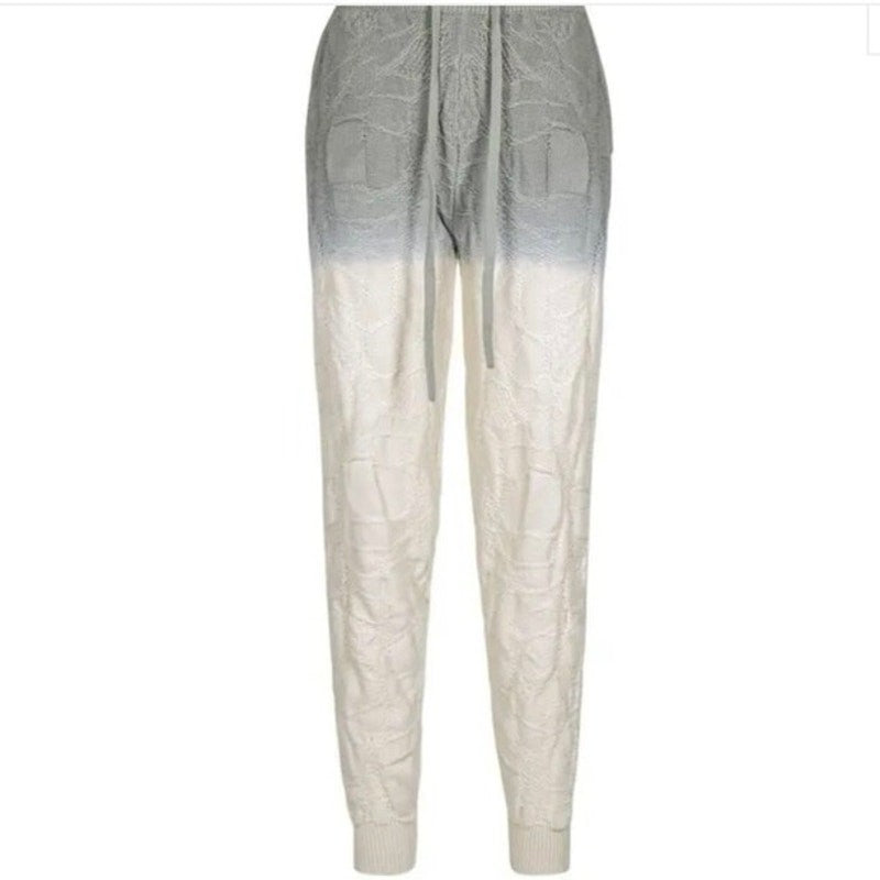 NWT Twenty Montreal Womens Crossover Knit Gradient Joggers Gray / Cream Sz Small
