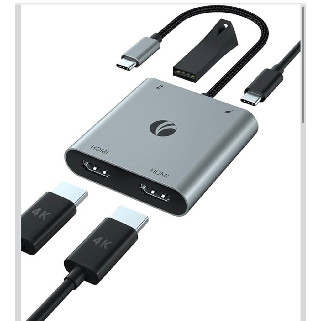 Portable VCOM USB C to Dual HDMI Adapter New