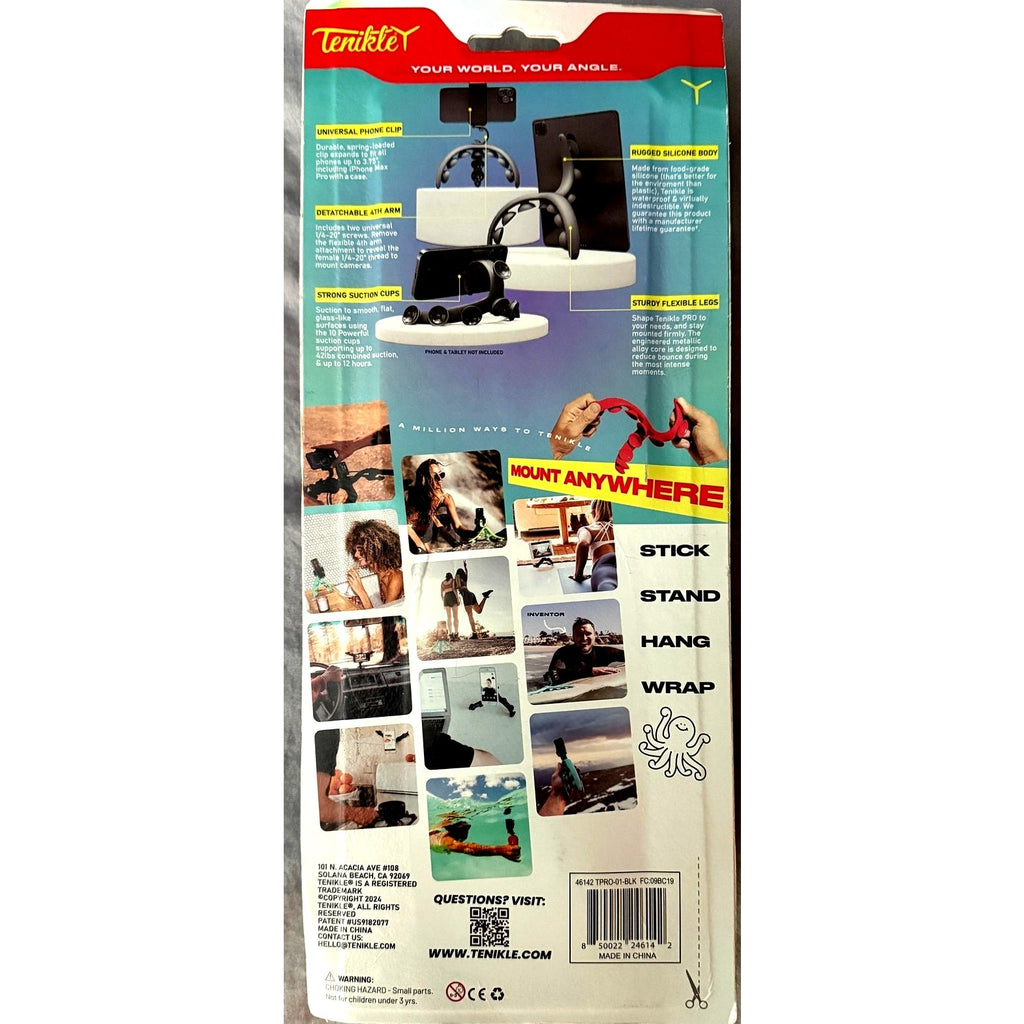 Tenikle® PRO Flexible Tripod – Suction Mount for Phone, GoPro, DJI, Insta360 NIB