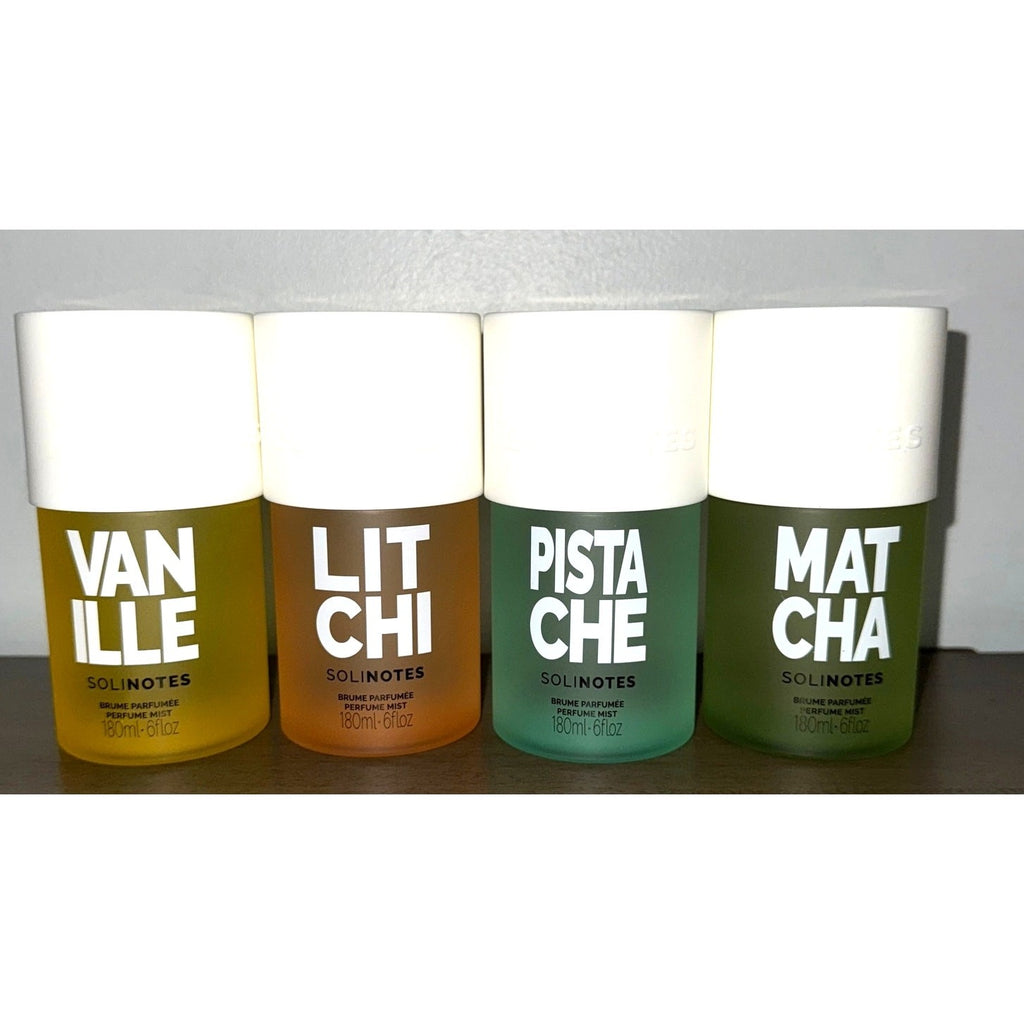 Solinotes Perfume Mist Set 6oz (4-Pack) – Vanilla, Litchi, Pistachio, Matcha