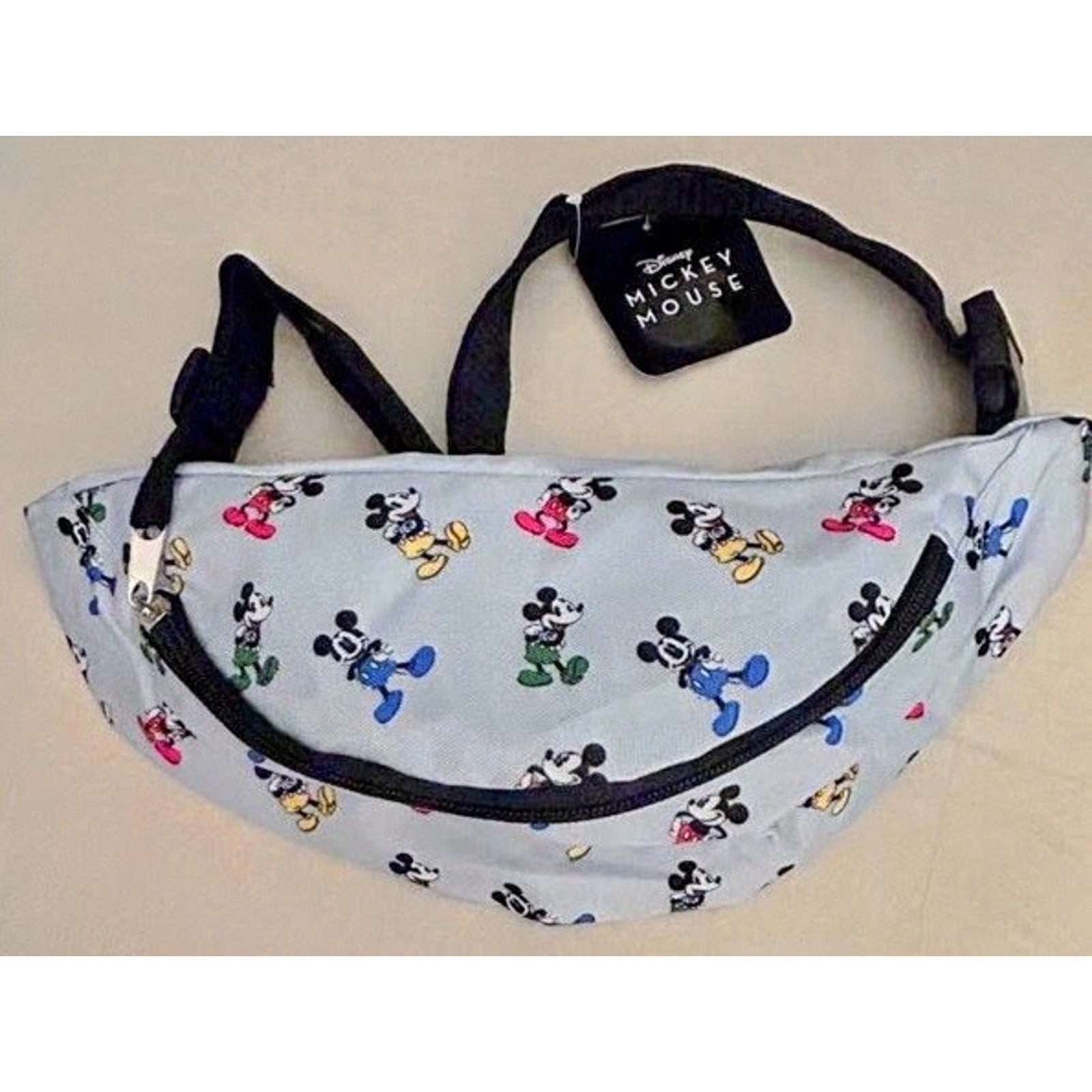 Disney Mickey Mouse Fanny Pack Light Blue Waist Belt Bag Unisex Travel