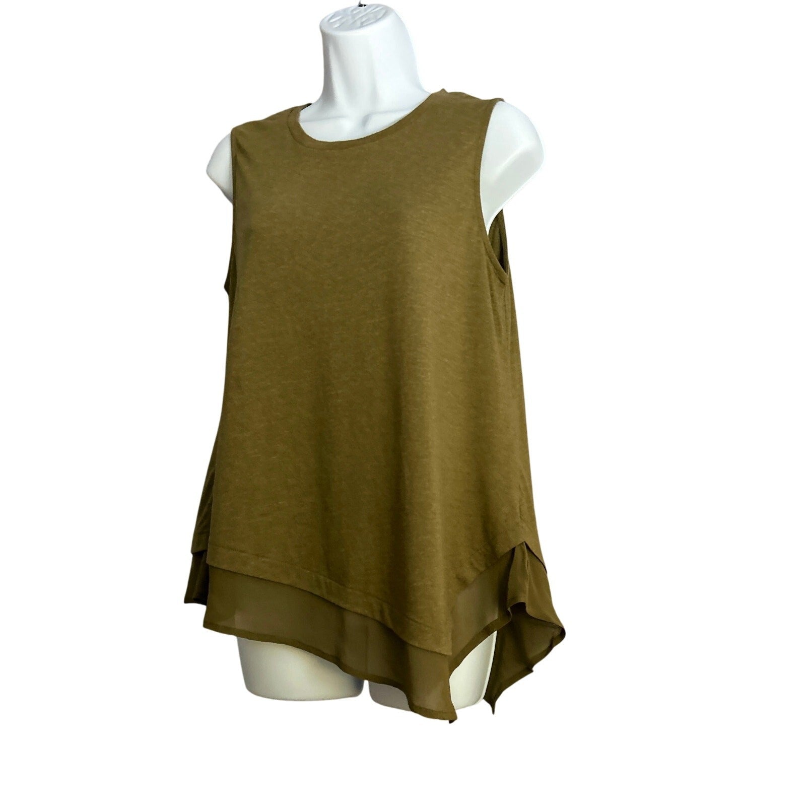 NEW Aventura Organic Cotton Sleeveless Asymmetrical Tank Top Olive Green Sz M 