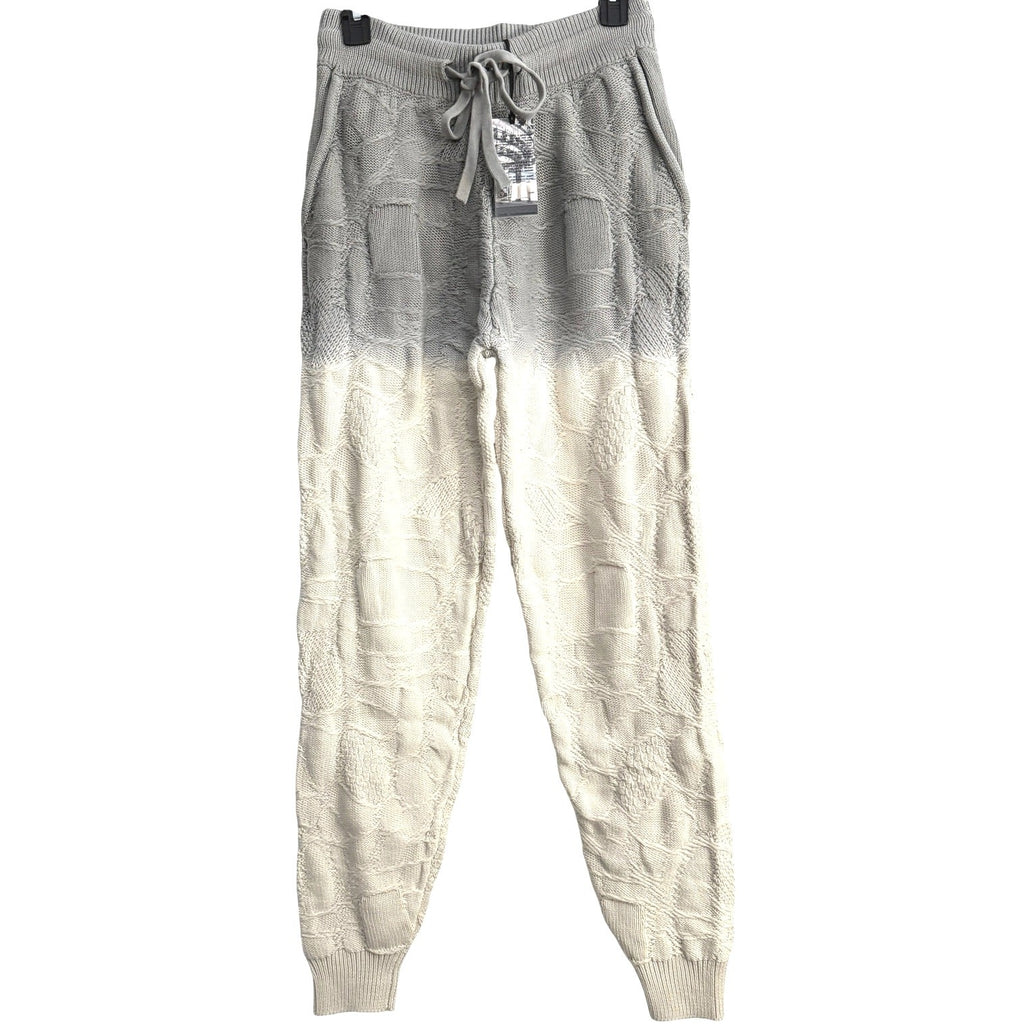 NWT Twenty Montreal Womens Crossover Knit Gradient Joggers Gray / Cream Sz Small