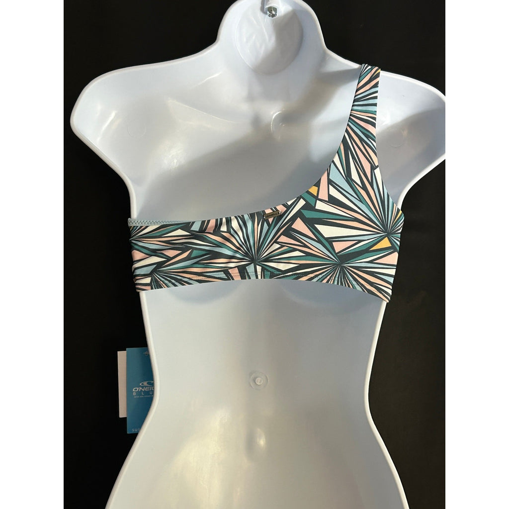O'Neill One Shoulder Bikini Top – Shades Blues w/ Accents Swimwear Sz Small NWT