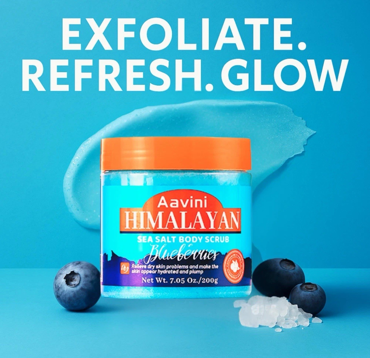Aavini Himalayan Salt Body Scrub 200g – Exfoliating & Hydrating Blueberry Scrub