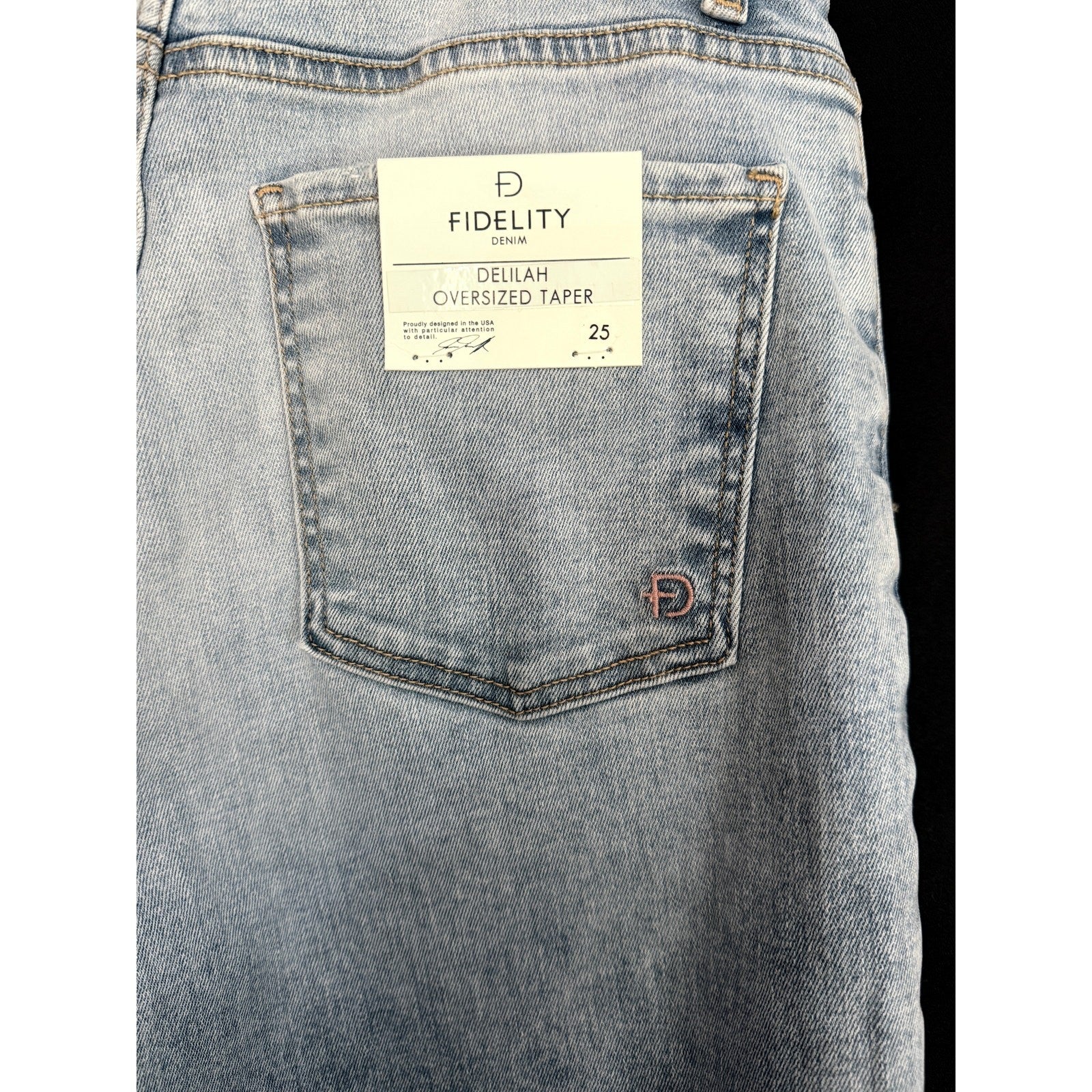 Fidelity Delilah Barrel Jeans Angel Blue Raw Hem Denim USA Made 25/26 