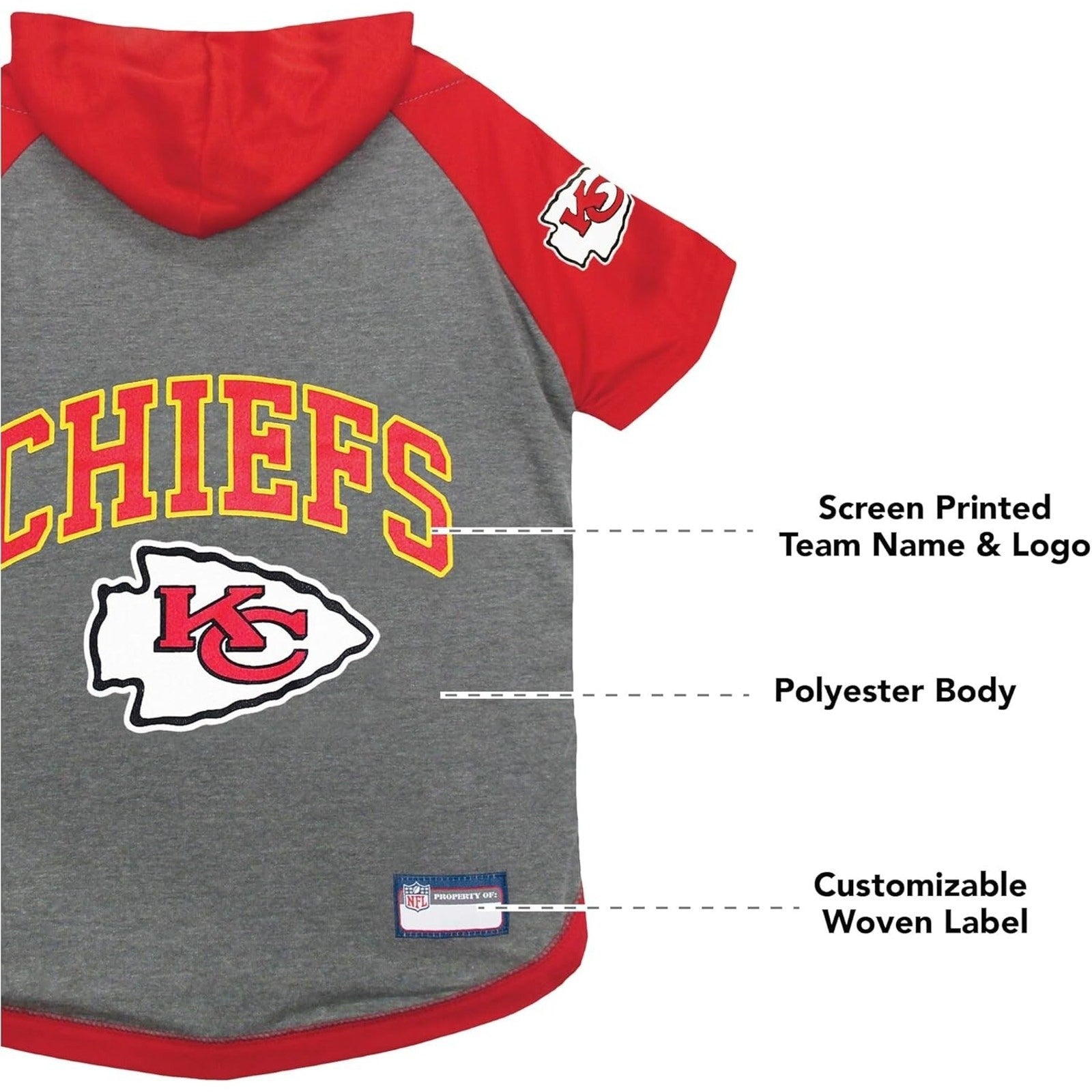 NFL Kansas City Chiefs Pet Wear Hoodie Dog Cat Shirt Offical NFL Licensed XS NEW