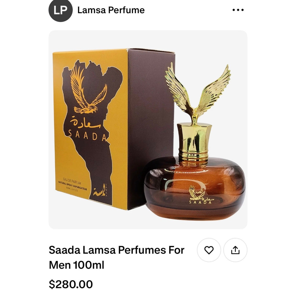 Arabian Lamsa Saada Oud Amber Mens / Womans Parfum 3.4 fl.oz. Authentic Sealed 