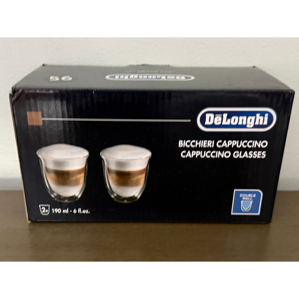 DeLonghi Double Walled Thermo Cappuccino Glasses, Set of 2 NIB