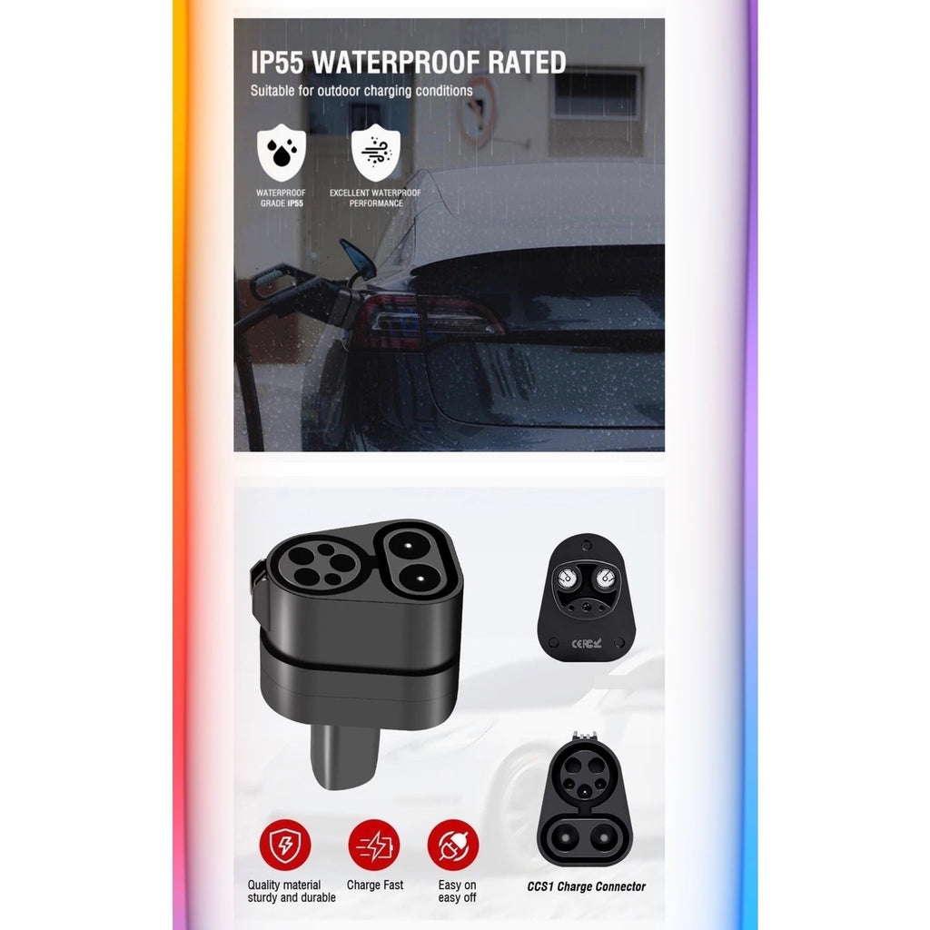 Tesla to CCS1 Fast EV Charging Adapter Tesla Model S, 3, X, Y Waterproof NEW
