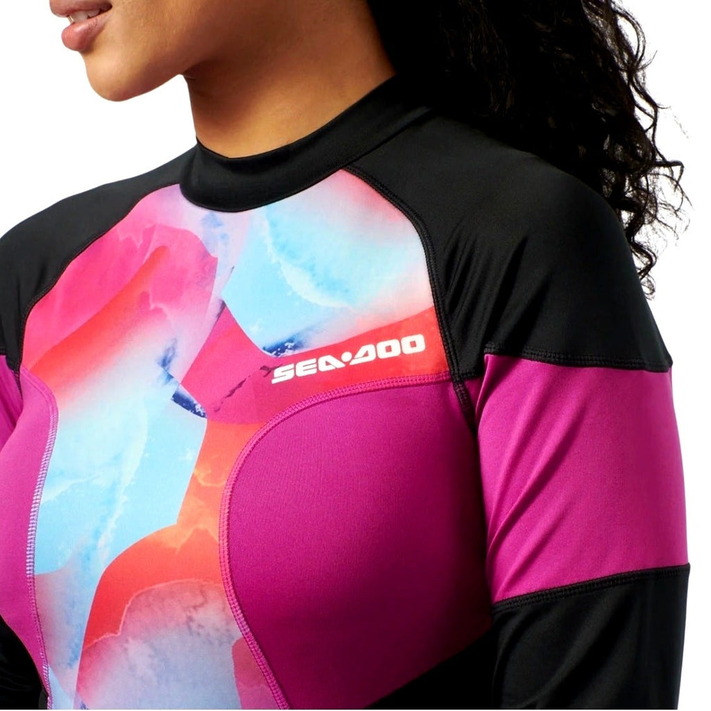 Women's Sea-Doo 1 Piece Long Sleeve Rashguard 50 UV Protection Violet Sz Lg NWT