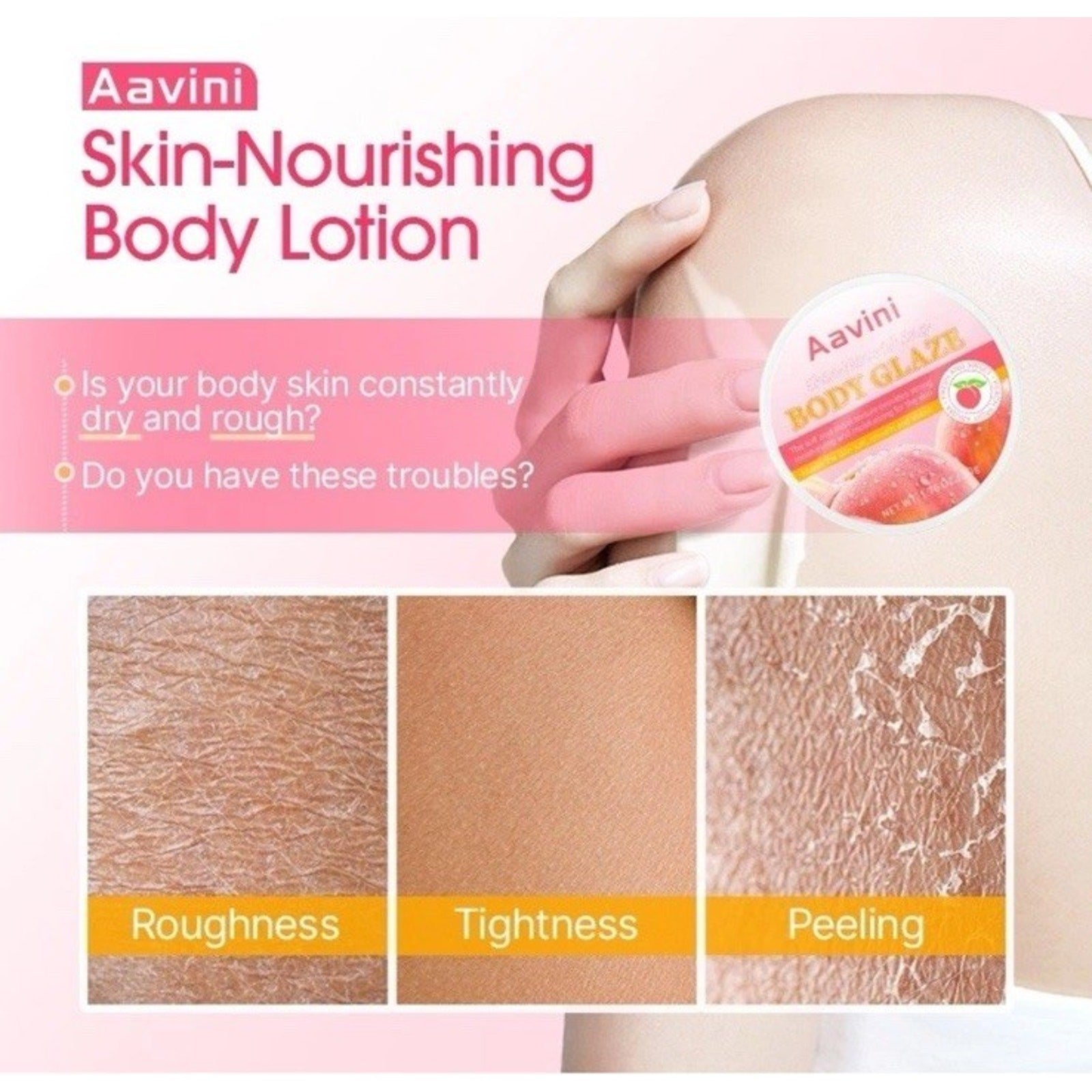 Aavini Body Glaze Peach Scented 1.8 oz Nourishing Balm Radiant Smooth Soft Skin