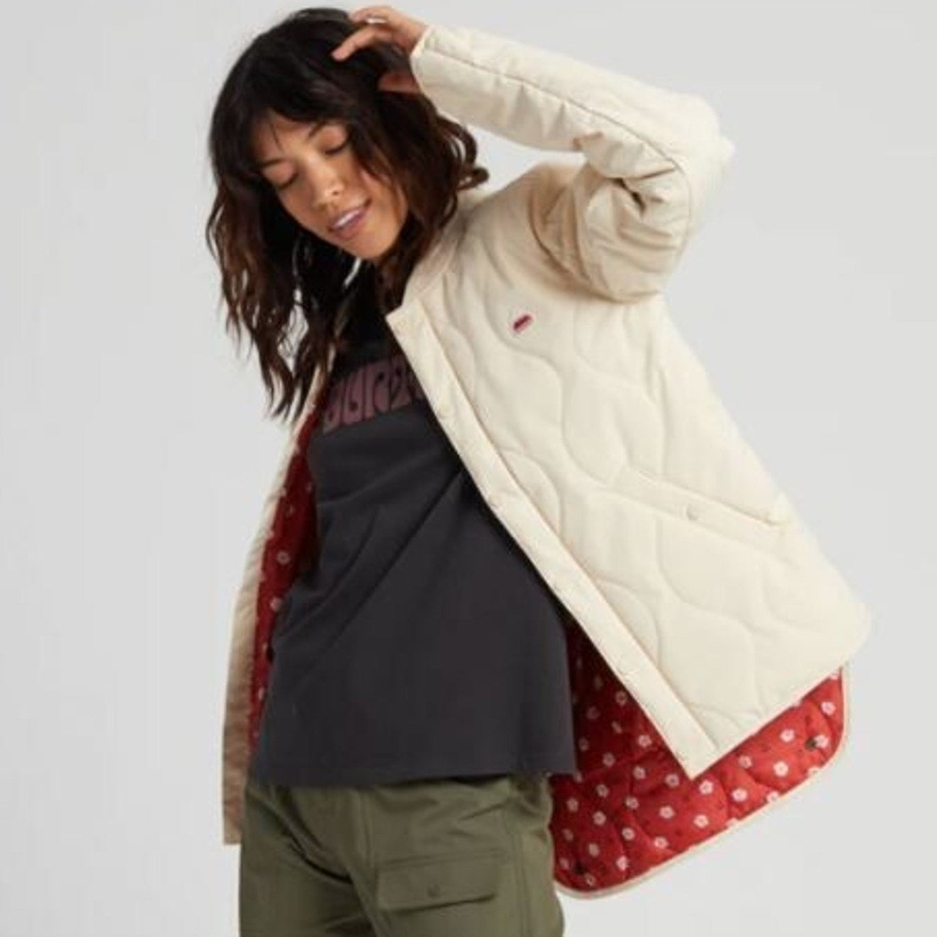 Snowboard Burton Kiley Insulator Jacket Quilted Lightweight Creme Color Sz M EUC