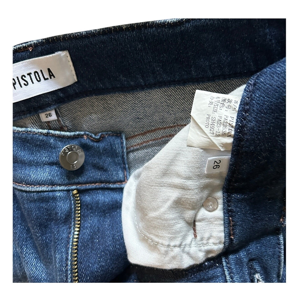 Revolve Pistola Aline High Rise Skinny Stretch Jeans Blue Work Wash Sz 26 $148 