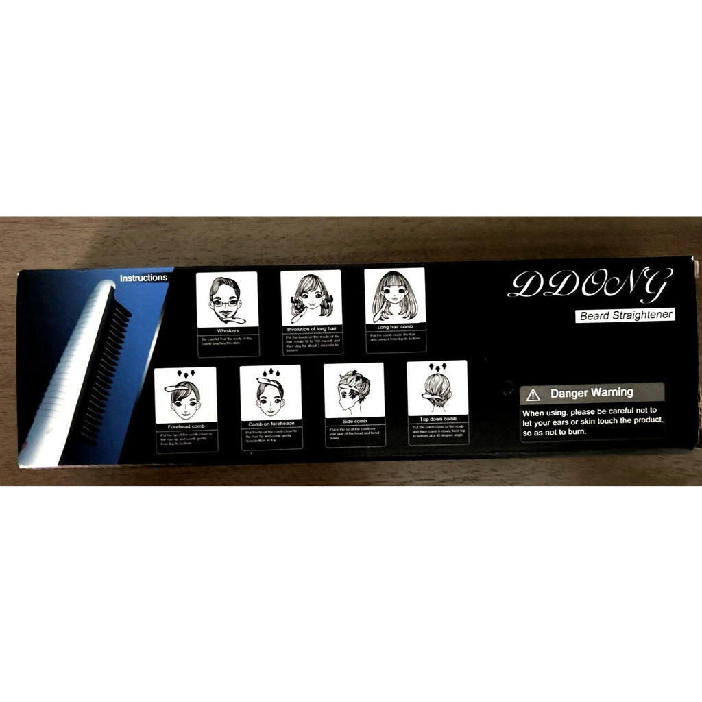 Mens 2‑in‑1 Beard Straightener & Hair Comb Ceramic Fast Heating All Hair Types