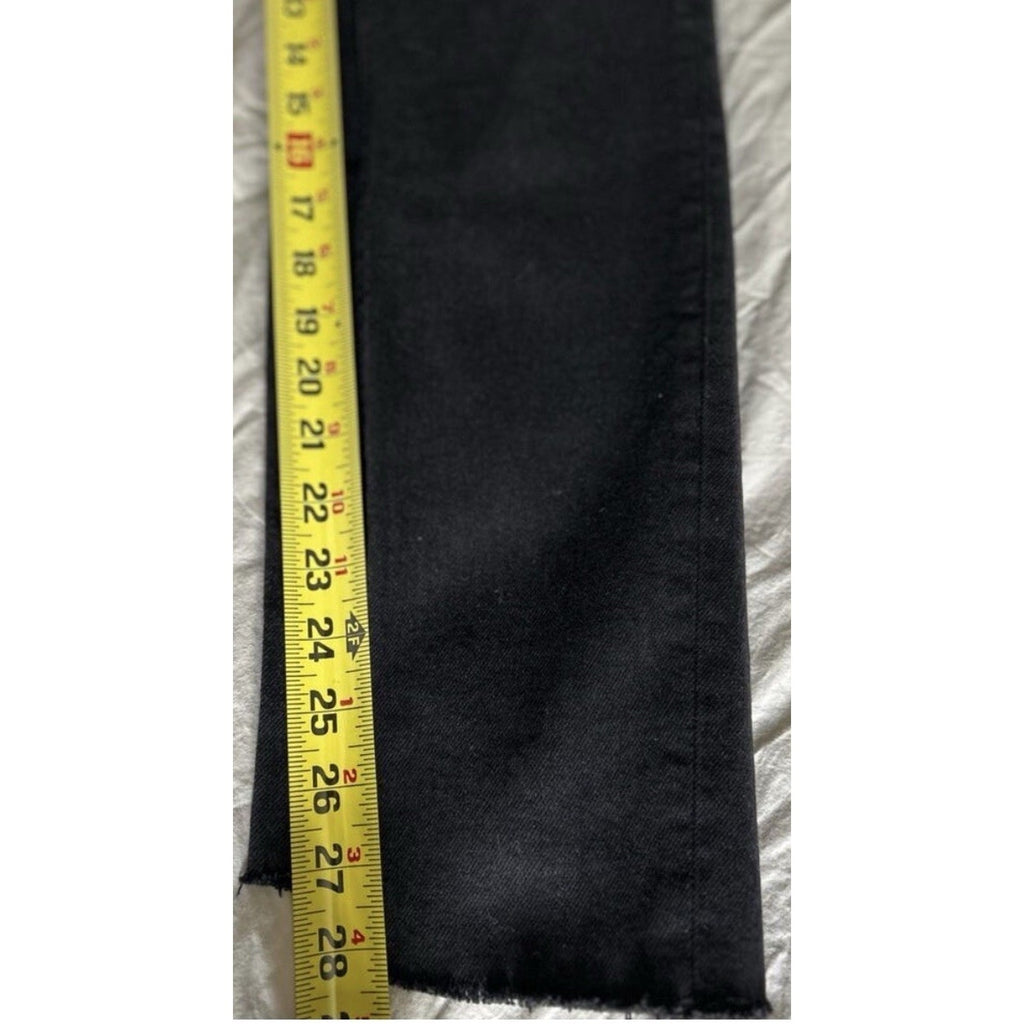 FP Free People Stella Skinny Jeans High Rise Button Fly Raw Hem Black Sz 26  NWT