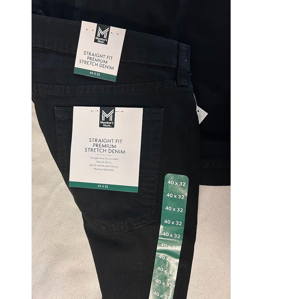  Mens Members Mark Straight Fit Premium Stretch Denim Jeans Black Sz 40 X 32 NWT