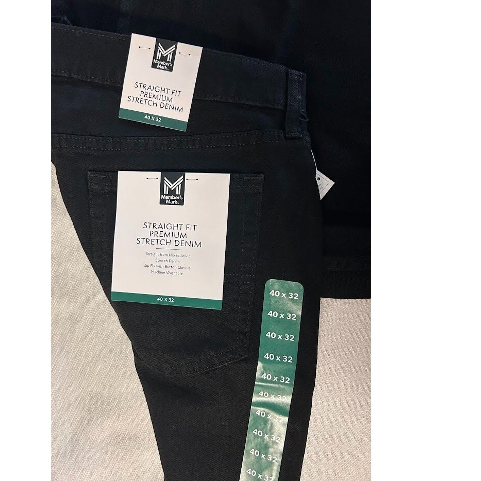  Mens Members Mark Straight Fit Premium Stretch Denim Jeans Black Sz 40 X 32 NWT