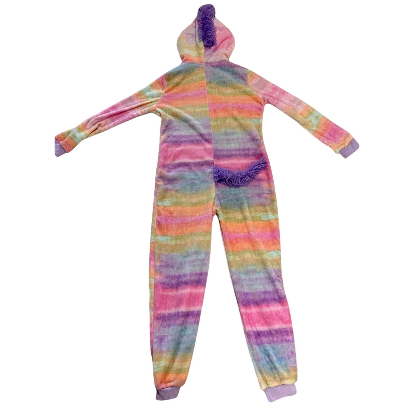 NWT Unicorn Hooded Lounge Sleepwear Costume Pajamas, Medium Pastel Rainbow Plush