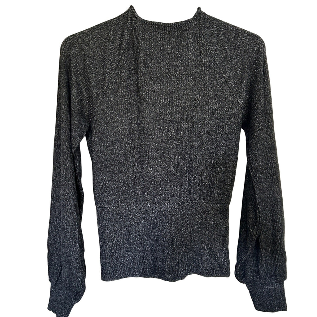 Anthropologie Women's Black Long Sleeve Ribbed Wrapped Sweater Size Medium NWOT