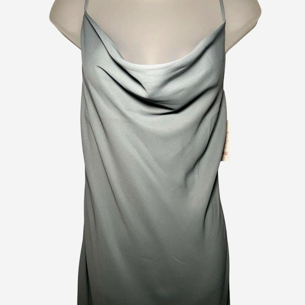 Show Me Your Mumu Verona Cowl Neckline Midi Slip Dress Silver Sage Crisp Sz XL 