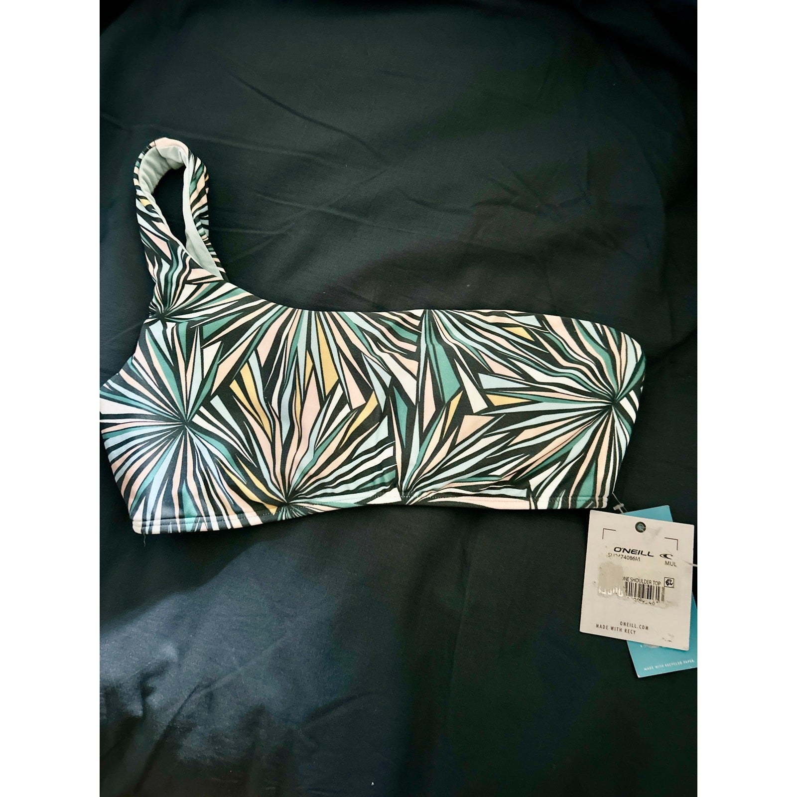 O'Neill One Shoulder Bikini Top – Shades Blues w/ Accents Swimwear Sz Small NWT