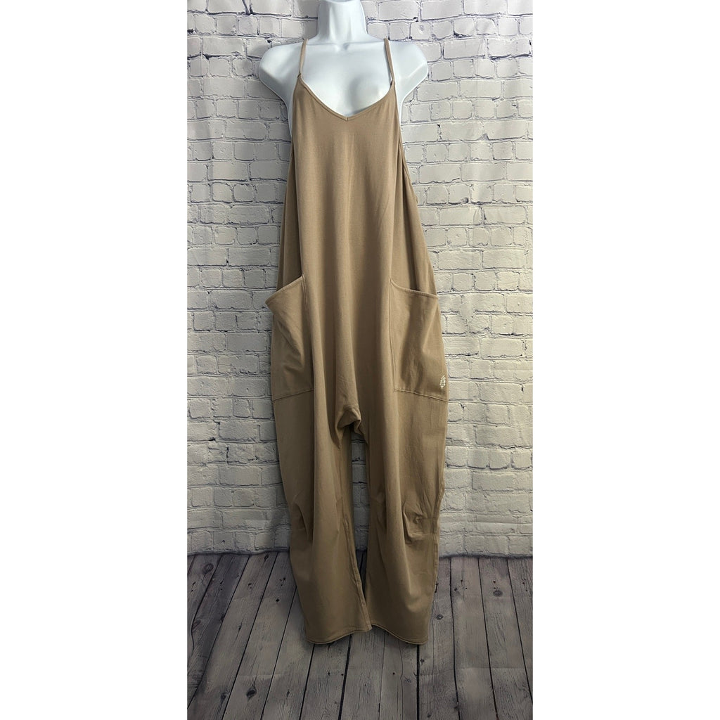 RARE Khaki / Tan XS Free People FP Movement Hot Shot One Piece Jumpsuit NWOT