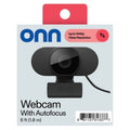 onn 1440P Webcam with Autofocus and Built-in Microphone, Adjustable, Black 