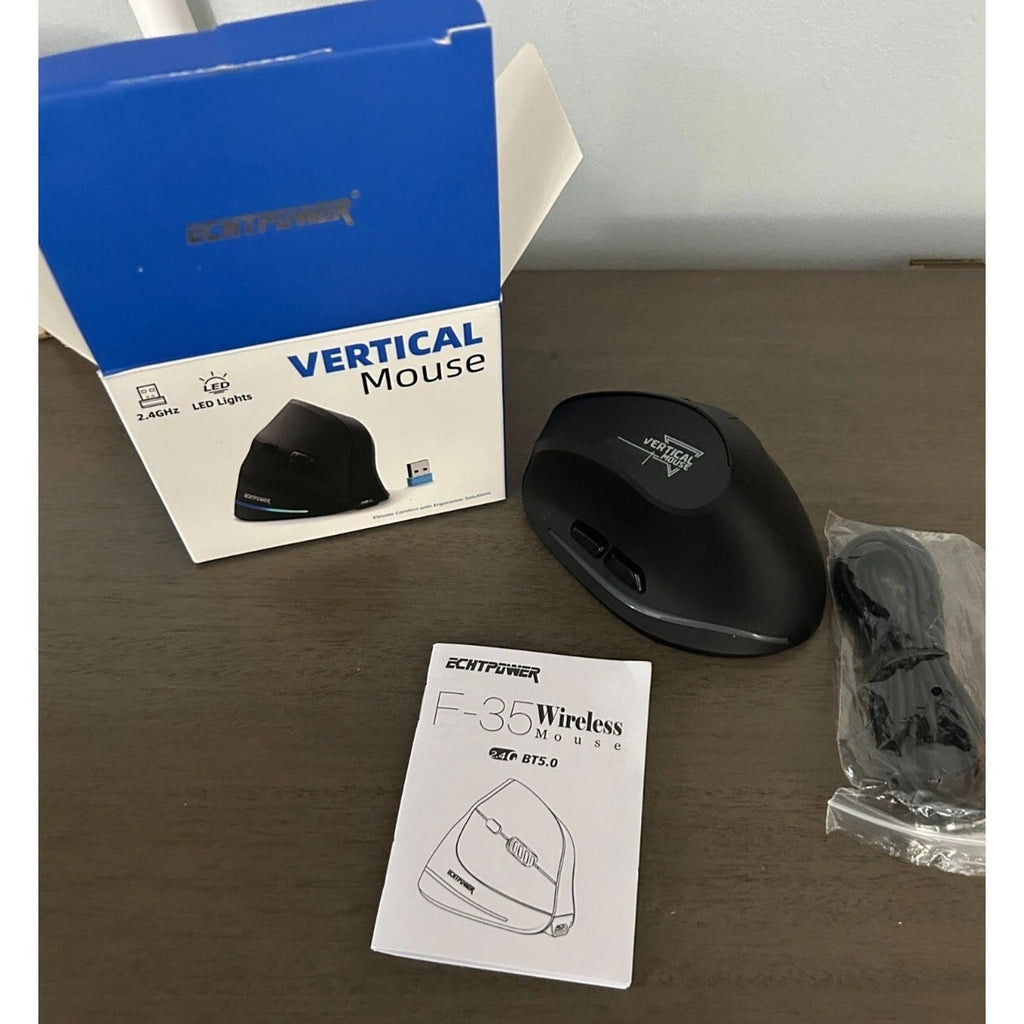 Vertical Ergonomic Wireless Right Handed Mouse, Wrist Relief, LED, Rechargeable