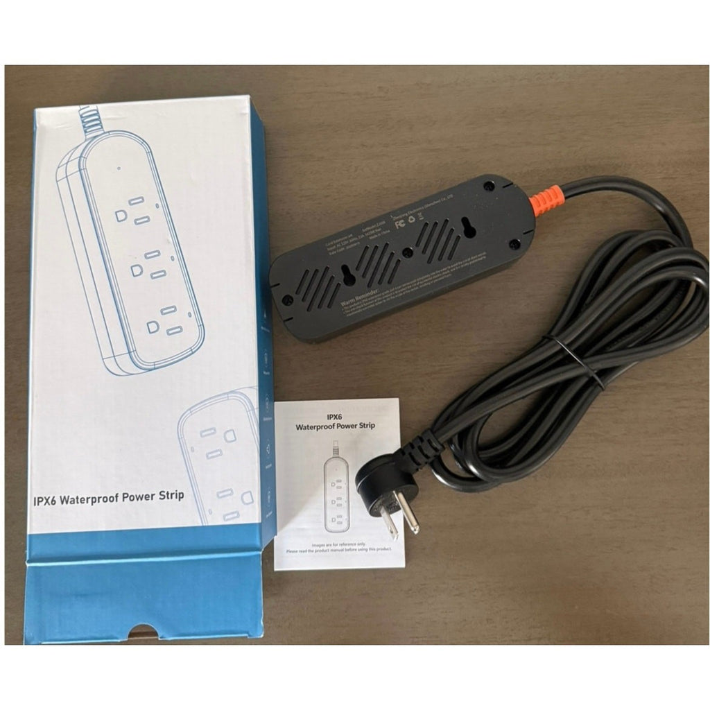 Weatherproof Outdoor Power Strip 6FT Cord, 3 Outlets, Waterproof Surge Protector
