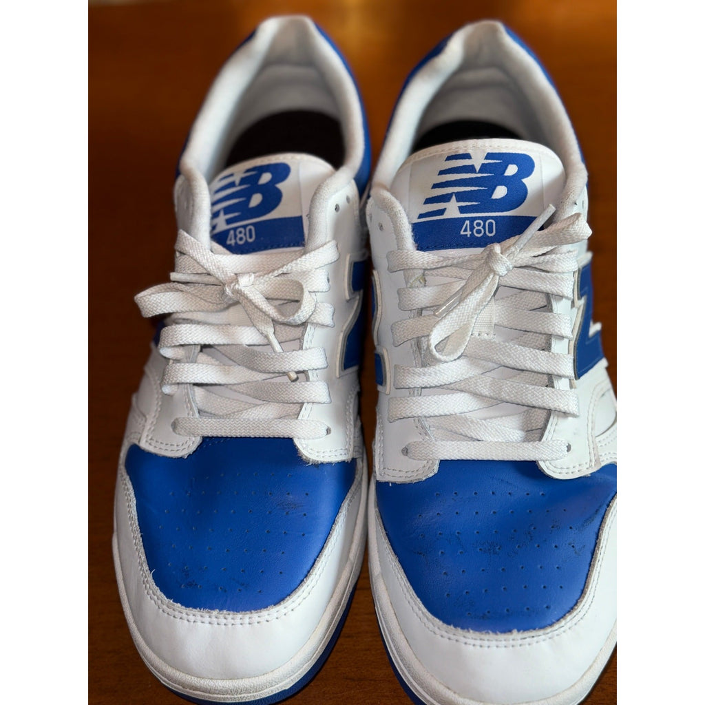 New Balance 480 US Mens Sz 12 White & Cobalt Blue Excellent PreOwned Cond
