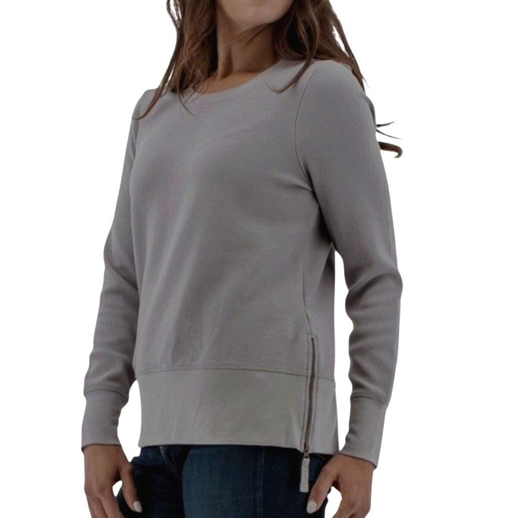 Aventura Womens Hazelton Crew Neck Long Sleeve Top Weathervane Gray Sz XS NWOT