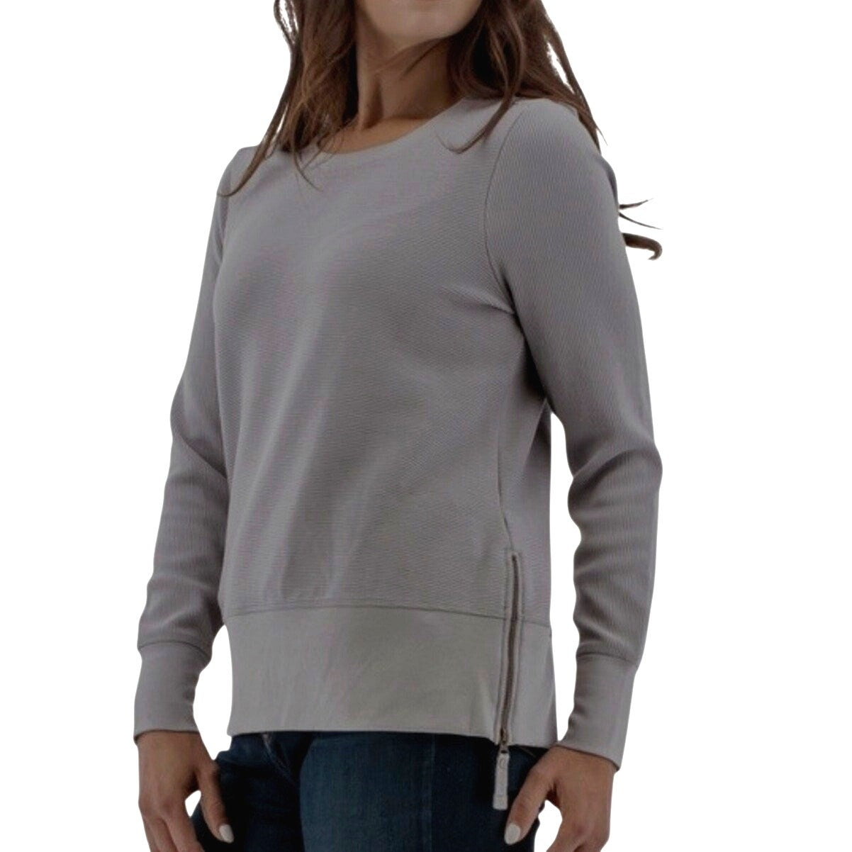 Aventura Womens Hazelton Crew Neck Long Sleeve Top Weathervane Gray Sz XS NWOT