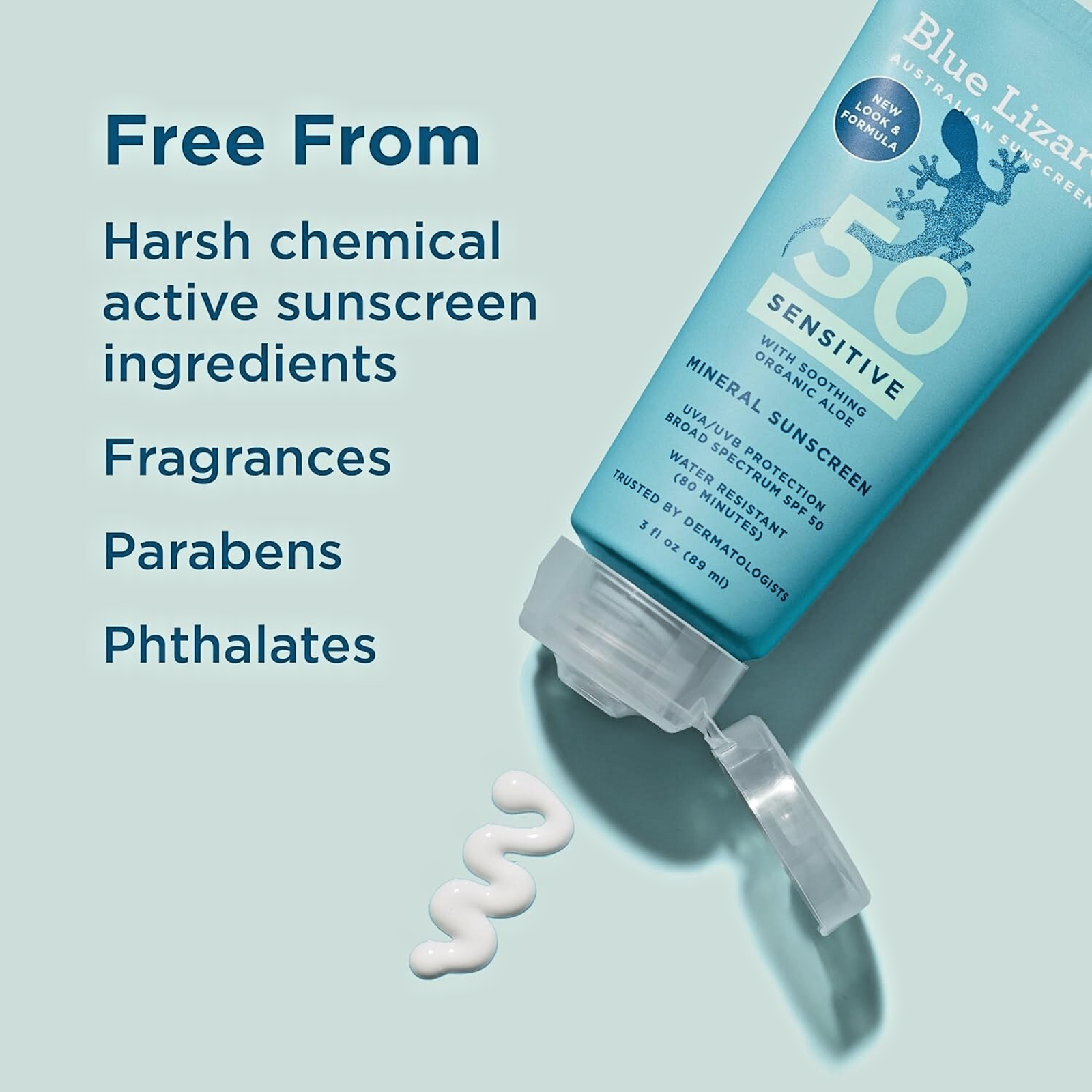 Blue Lizard SENSITIVE Mineral Sunscreen with Zinc Oxide, SPF 50+ Water Resistant