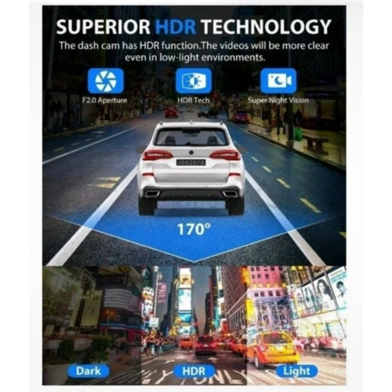 Aldf Dash Cam 3 Channel Dash Cam, 4K+1080P Cam Front Rear & Inside 32gb Card HDR
