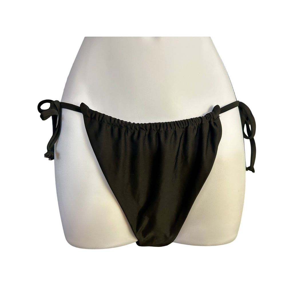 Refuge Black Strappy Triangle Bikini Set – M Top, S Bottom, Sexy, Halter Tie