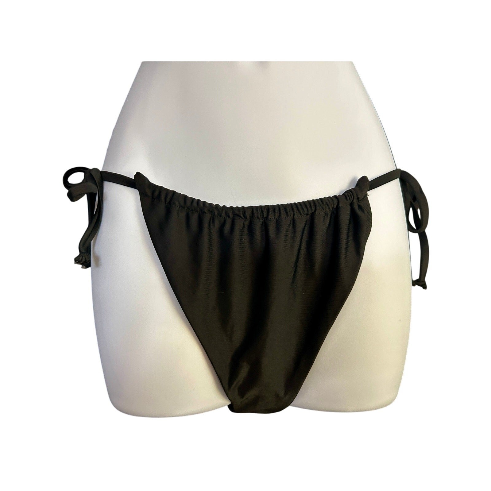 Refuge Black Strappy Triangle Bikini Set – M Top, S Bottom, Sexy, Halter Tie