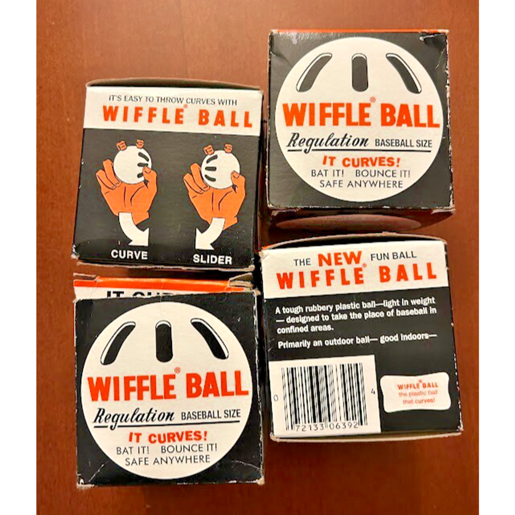 Bundle of 4 Wiffle Curve Balls Regulation Plastic Baseballs Size Made in USA NIB