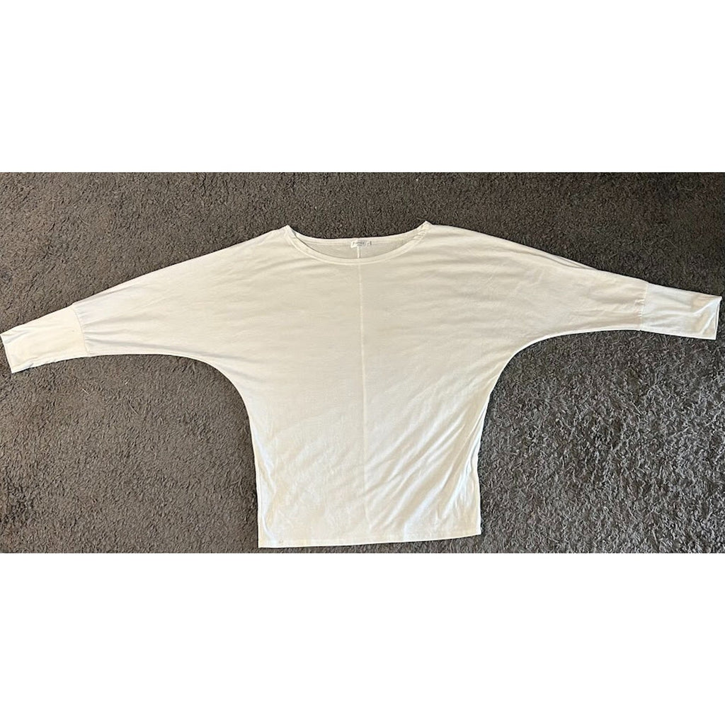 Potesky Womens Pullover Long Sleeve Off Shoulder Bat Wing Sleeves IVORY Size L