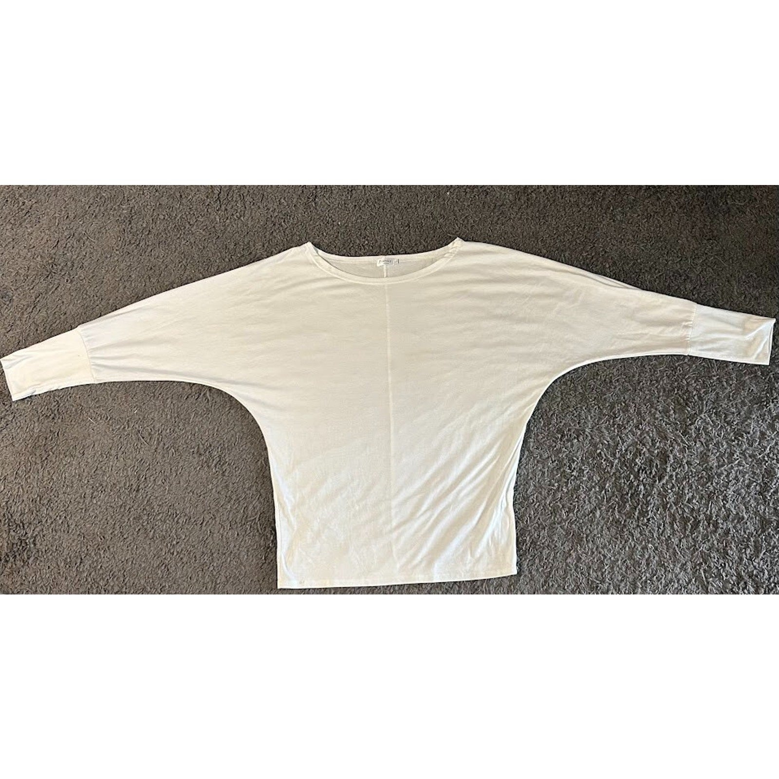 Potesky Womens Pullover Long Sleeve Off Shoulder Bat Wing Sleeves IVORY Size L